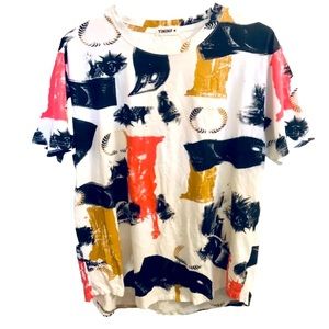 YININF Mens All Over Graphic Longline T-Shirt Streetwear Adult Medium